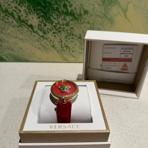VERSACE Palazzo Empire Strap Watch - Red w/ Watch Box